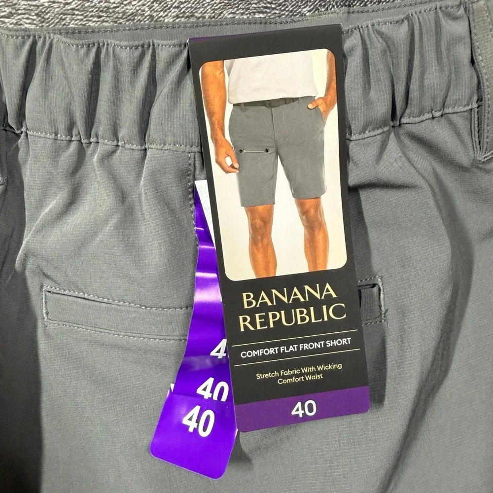 Banana Republic Shorts Size 40 Mens Gray Comfort Flat Front Stretch Wicking